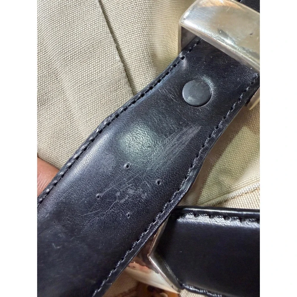 Onyx by Brighton Belt Mens 38 Black Good Western Braided Leather Bone Inlay